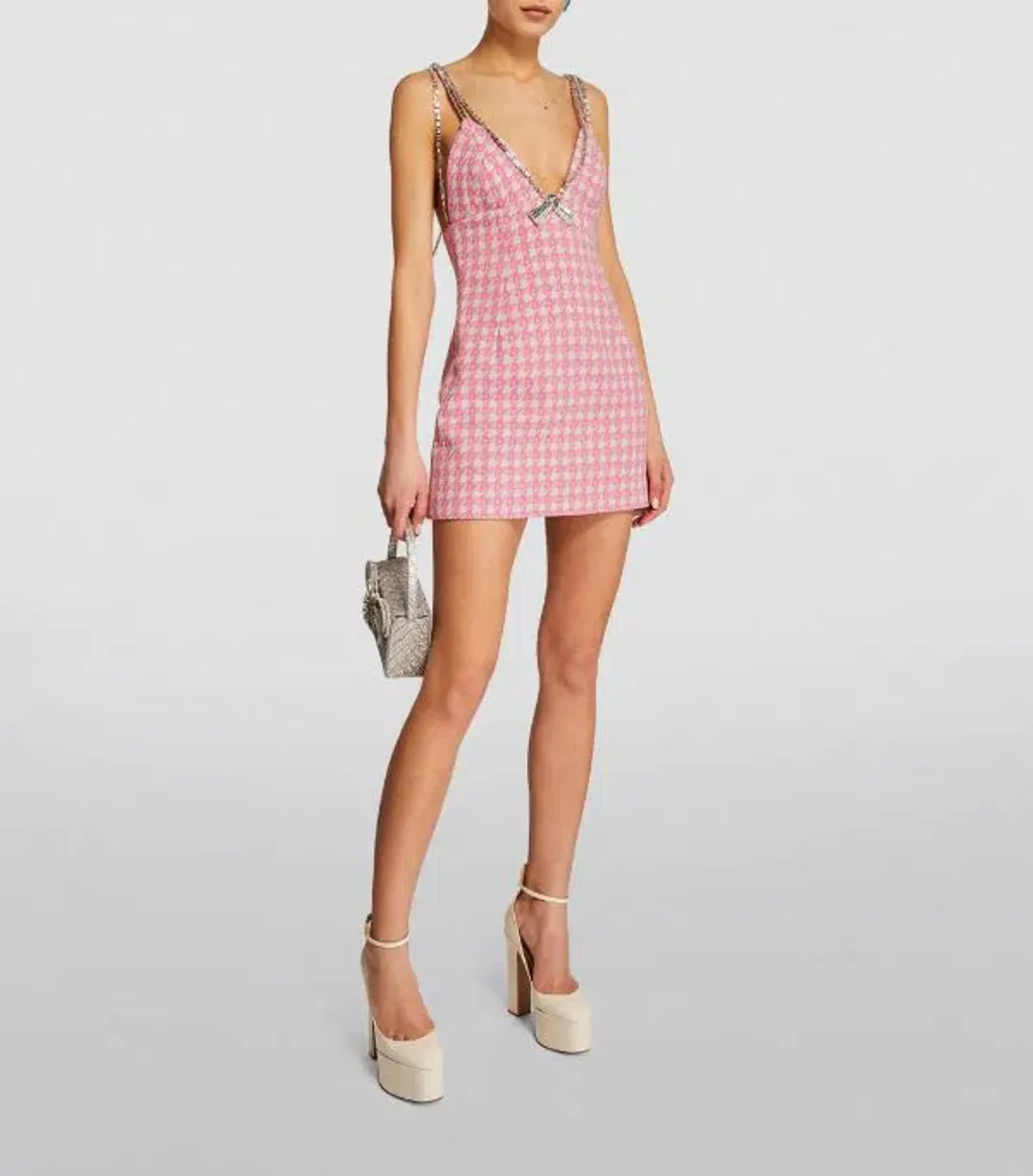 Area NYC Deco Bow Mini Dress Pink Size Au 6 for rent on The Volte - main image