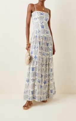 Agua by Agua Bendita Lima Tiered Printed Linen Maxi Dress in Print Size 8 for rent on The Volte - image 3