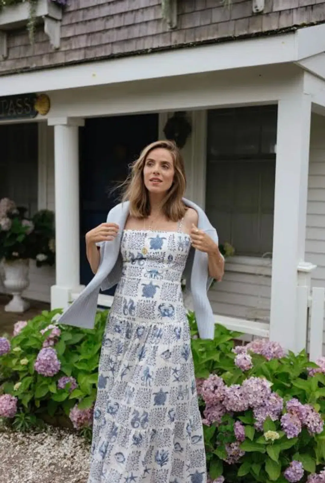 Agua by Agua Bendita Lima Tiered Printed Linen Maxi Dress in Print Size 8 for rent on The Volte - main image