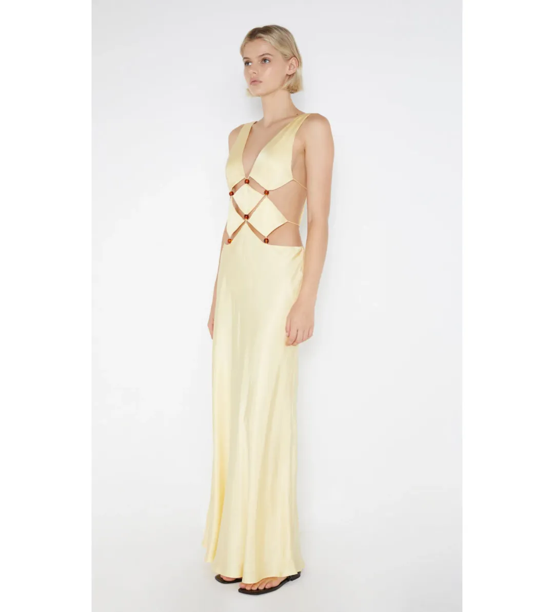 Bec & Bridge Agathe Diamond Dress Yellow Size 6 for rent on The Volte - main image