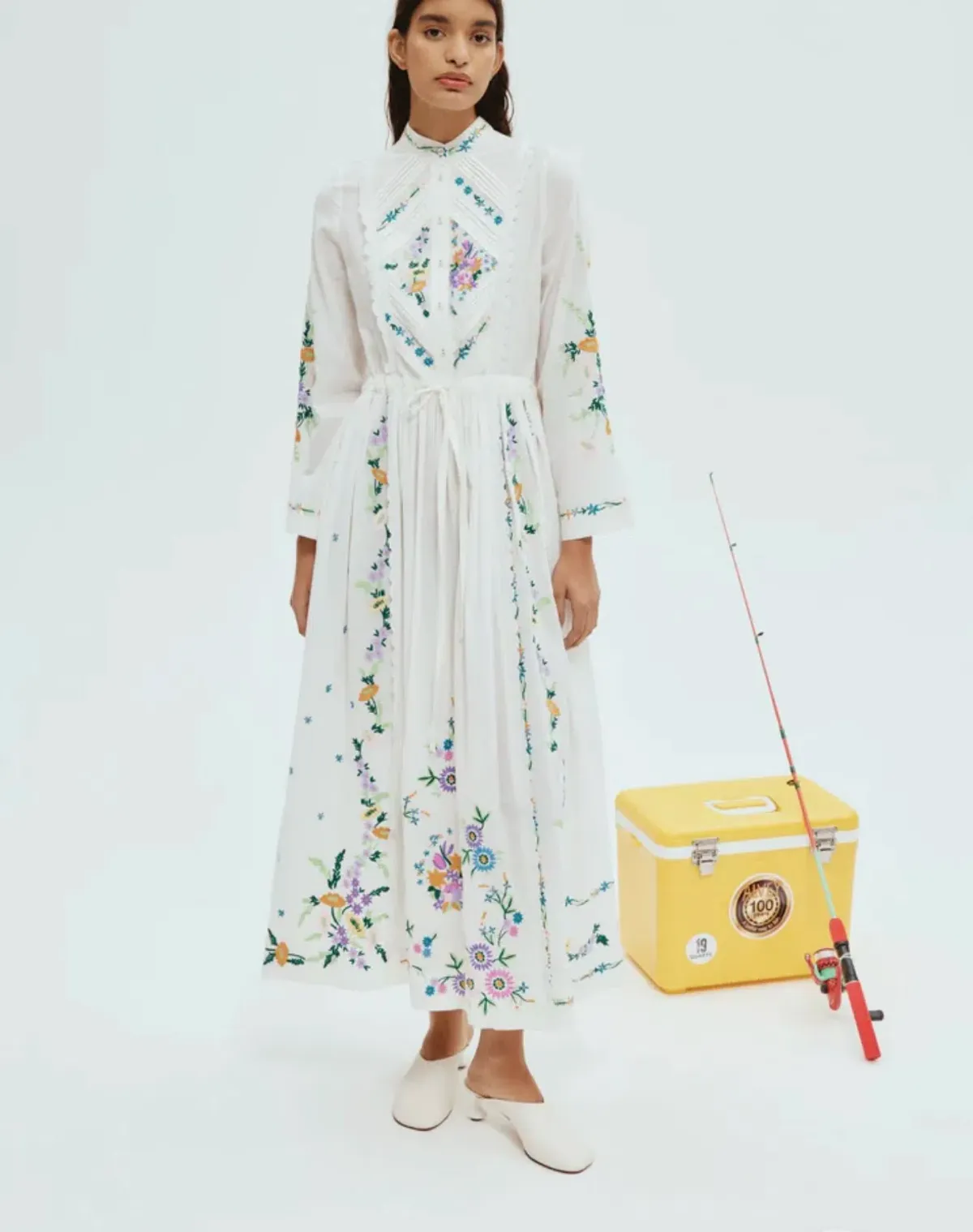 Alemais Willa Embroidered Shirtdress White Size 14 for rent on The Volte - main image