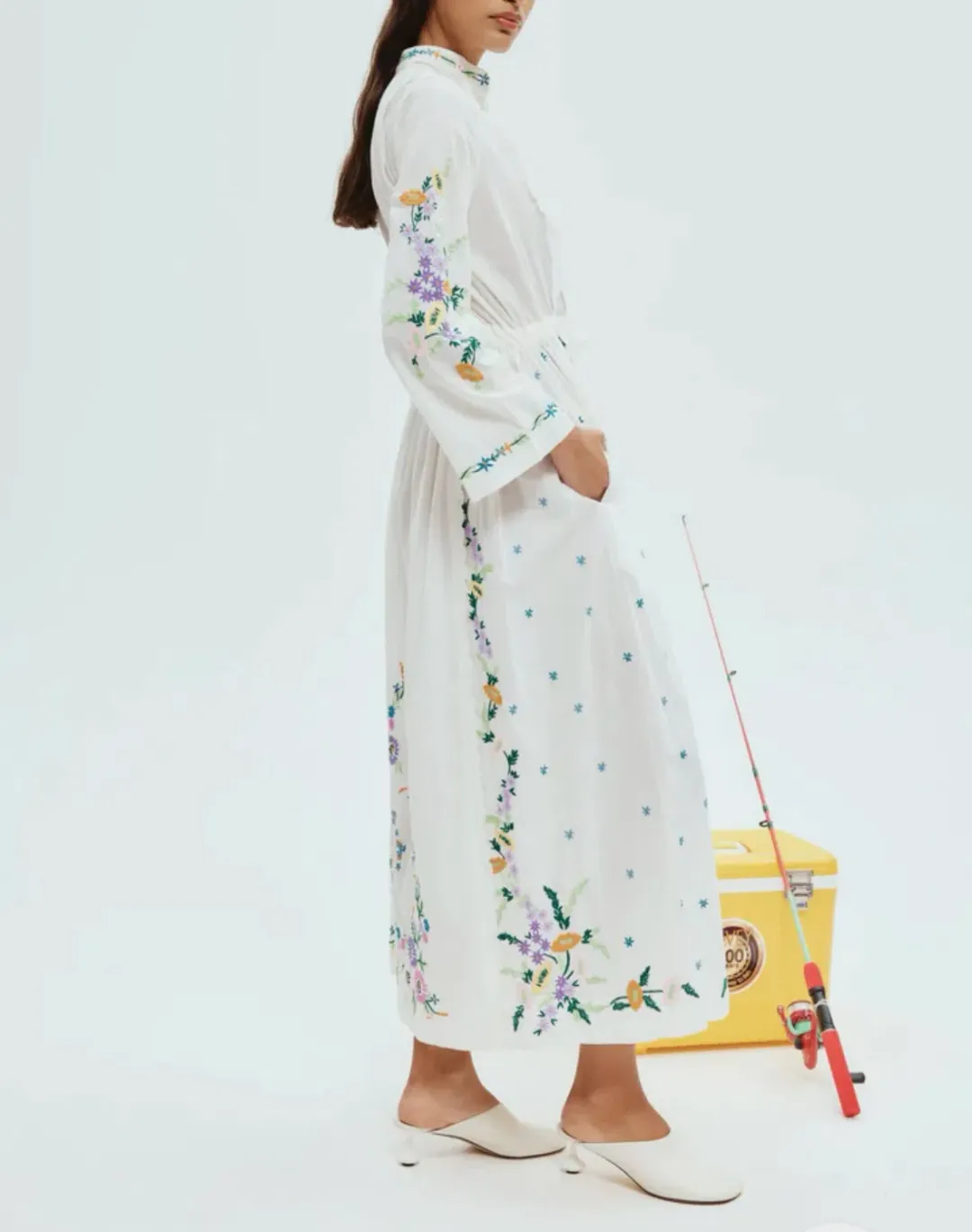 Alemais Willa Embroidered Shirtdress White Size 14 for rent on The Volte - main image