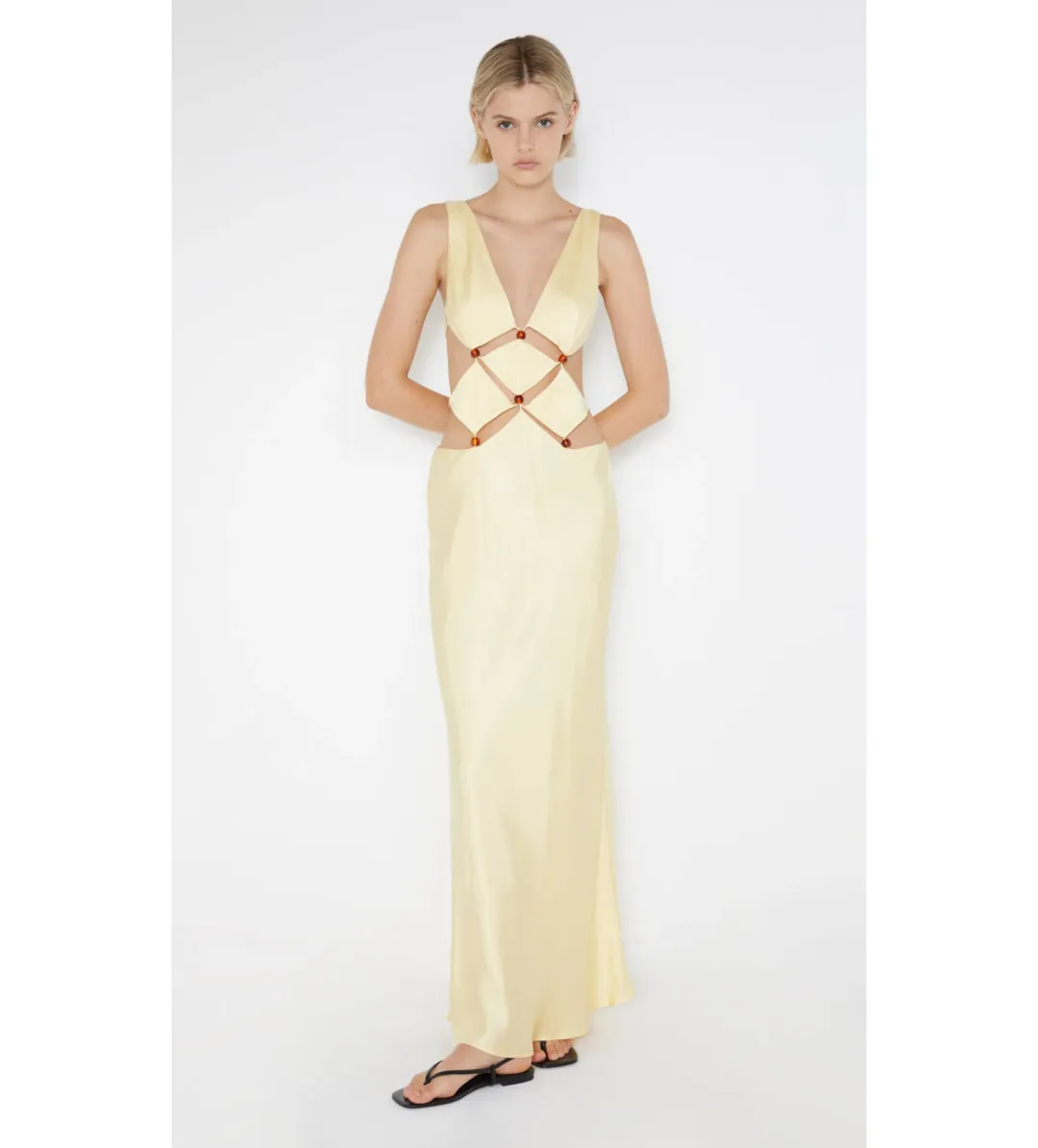 Bec & Bridge Agathe Diamond Dress Yellow Size 10 for rent on The Volte - main image