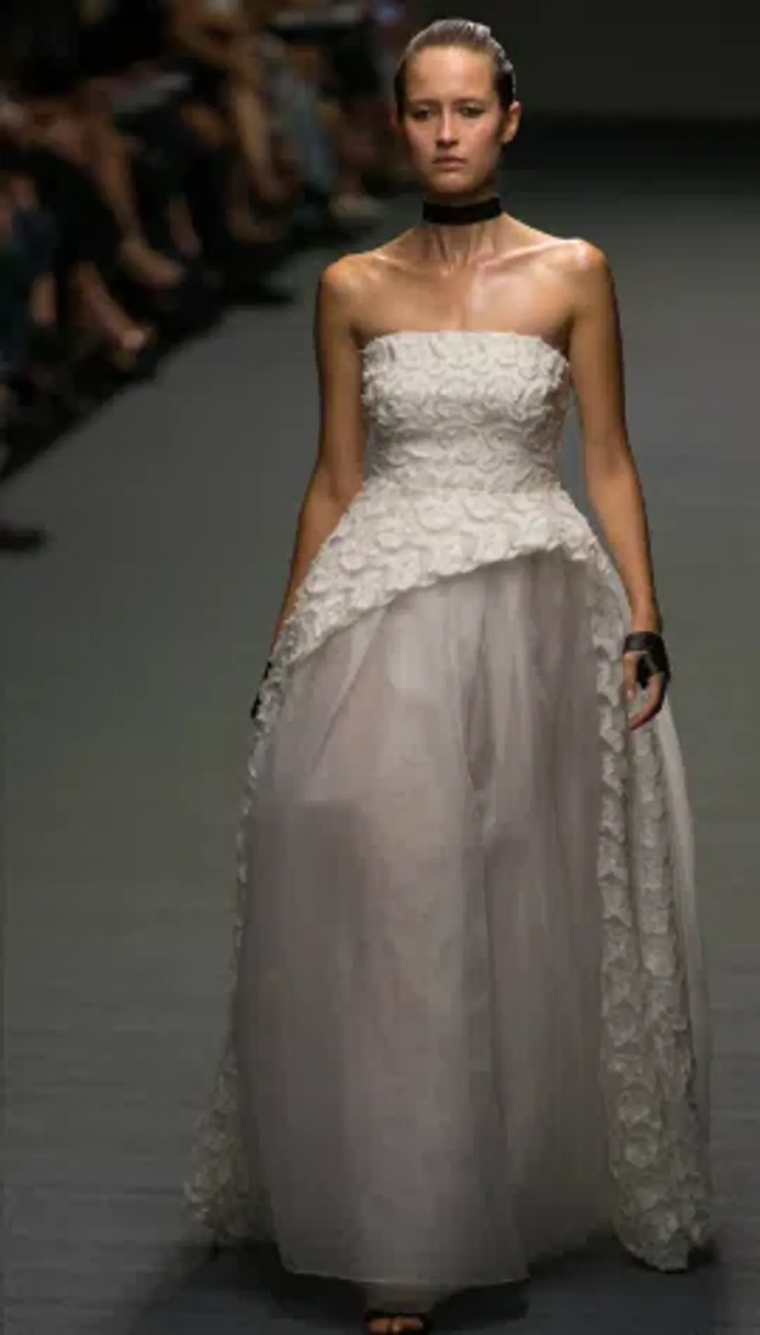 Carla Zampatti Orchid Strapless Flora Lace Wedding Dress White Size 6 for rent on The Volte - main image