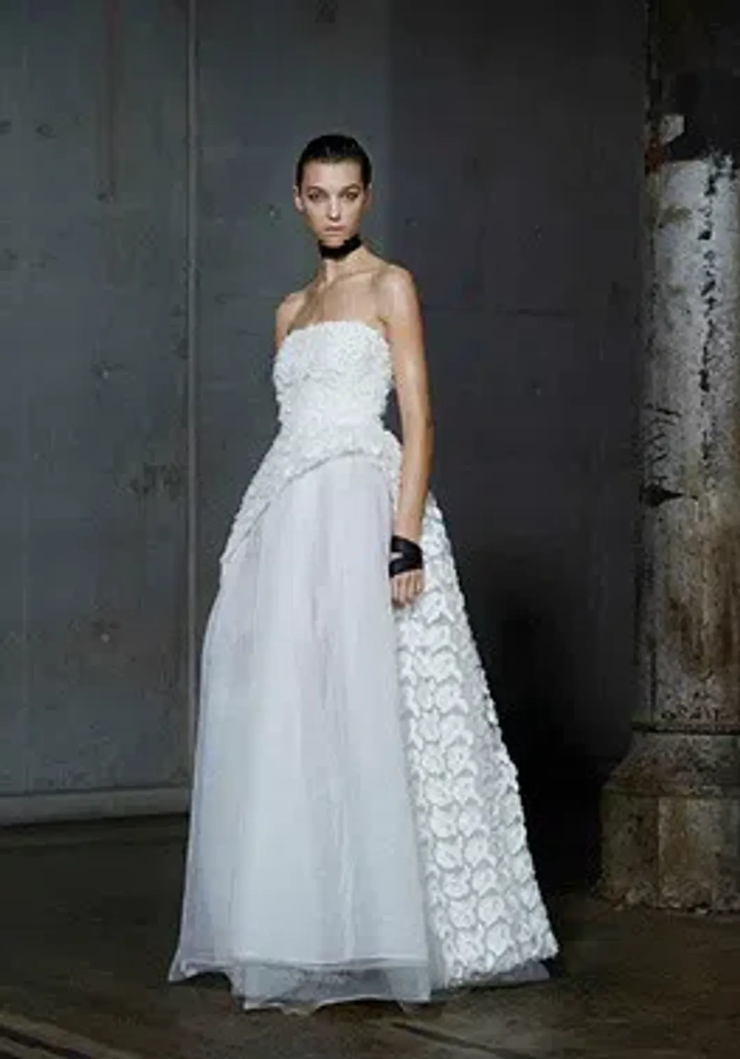 Carla Zampatti Orchid Strapless Flora Lace Wedding Dress White Size 6 for rent on The Volte - main image