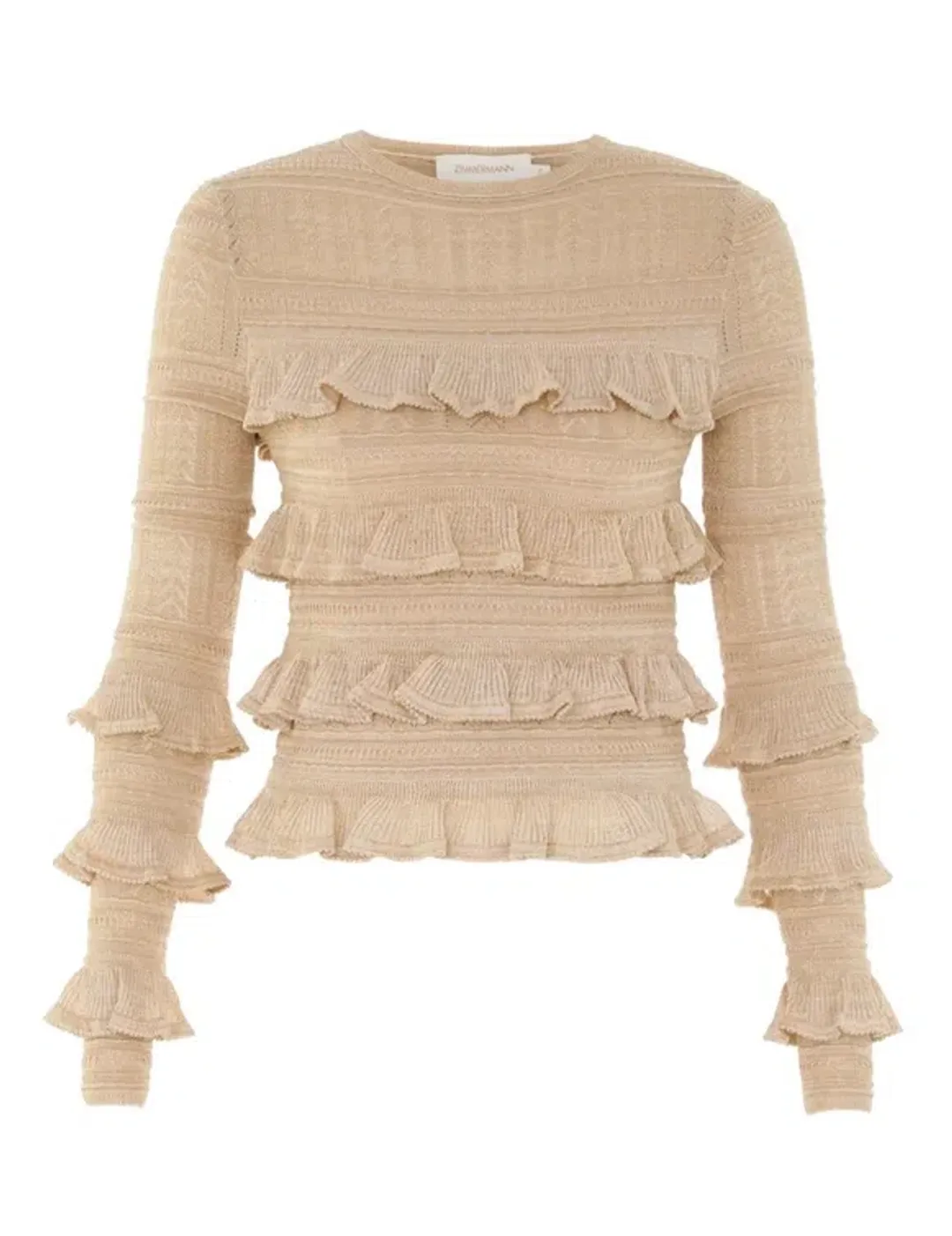 Zimmermann Matchmaker Ruffle Top Gold Lurex Size 0P / AU 6 for rent on The Volte - main image
