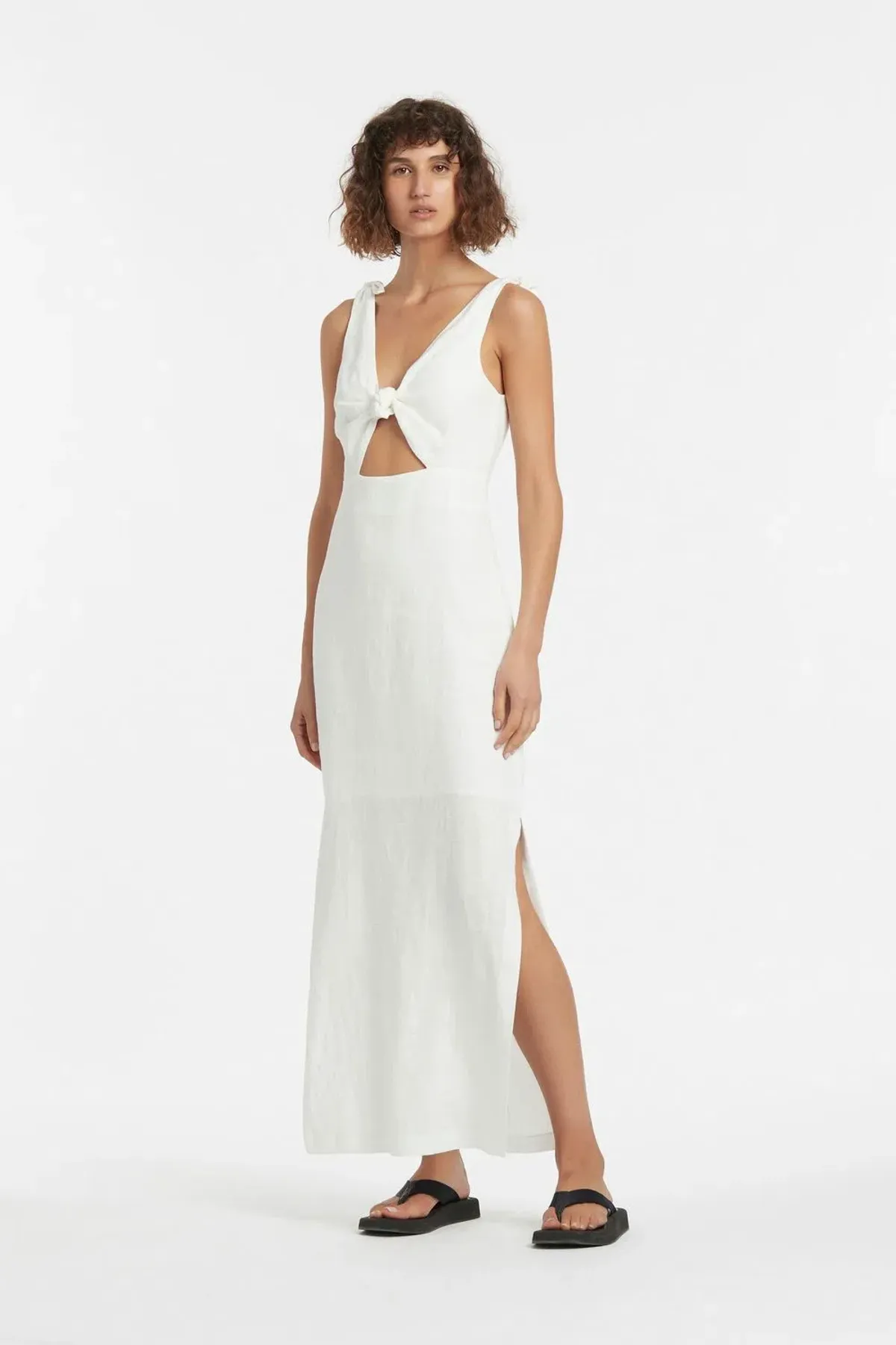 Sir the Label Alexandre Tie Midi Dress Ivory Size 1 / AU 8 for rent on The Volte - main image