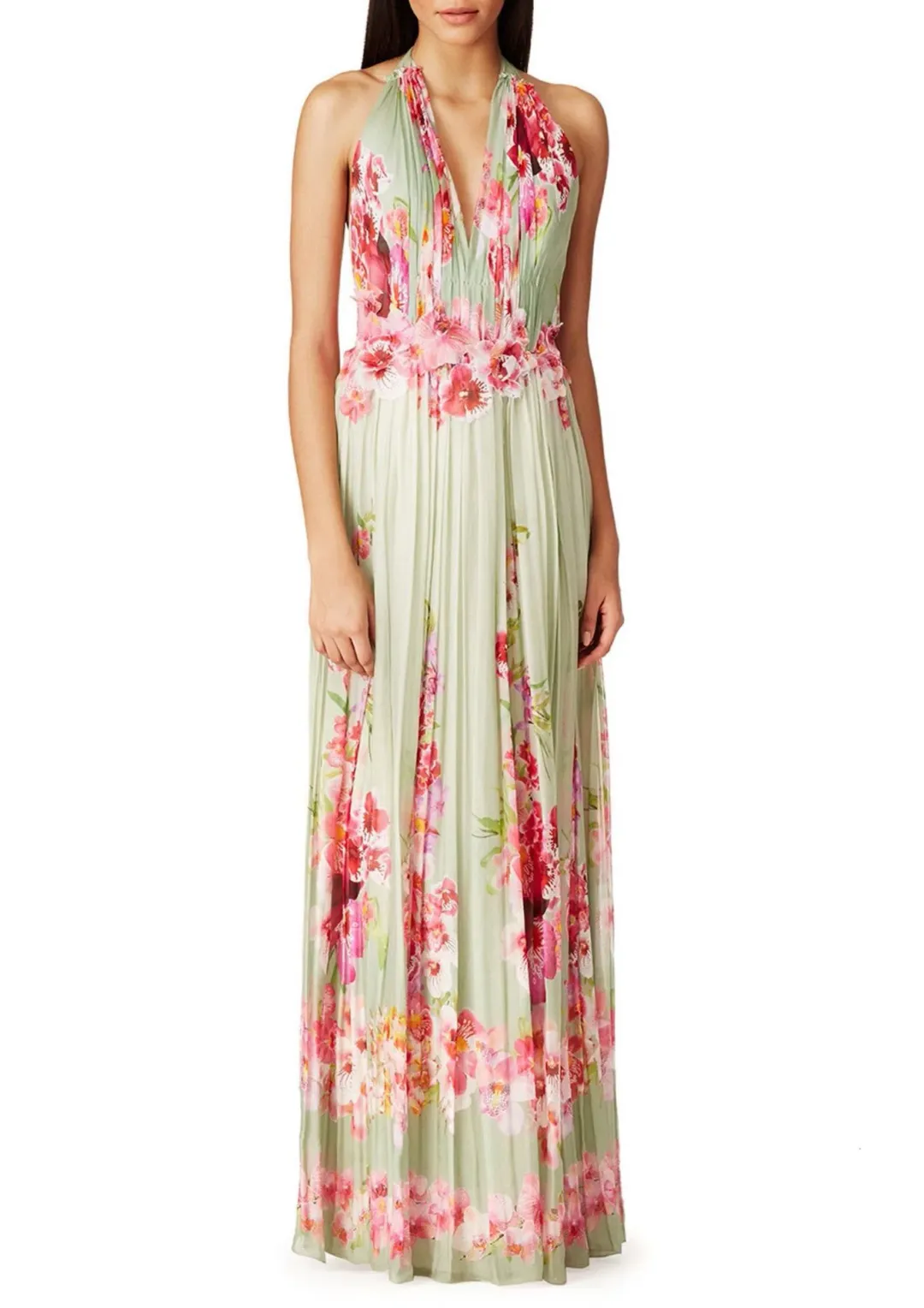 Alberta Ferretti Silk Floral Dress Green Size 8 for rent on The Volte - main image