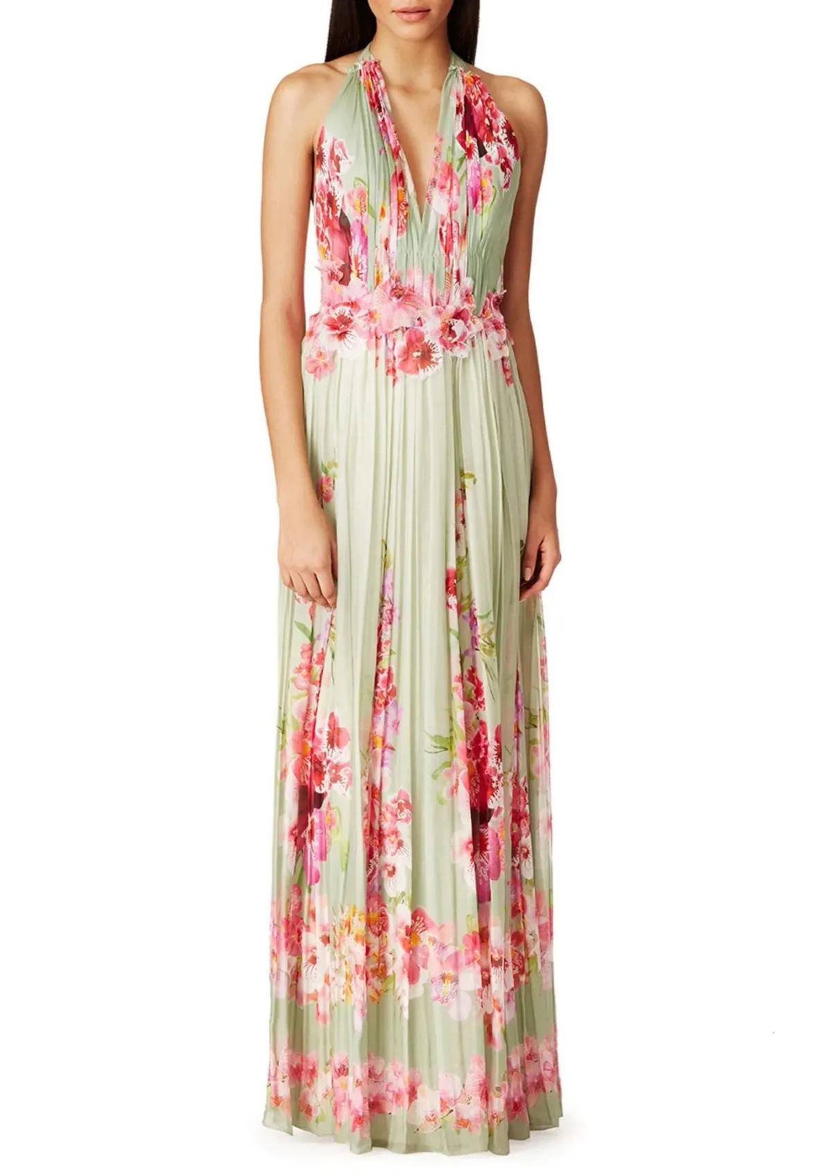 Alberta Ferretti Silk Floral Dress Green Size 8 for rent on The Volte - main image