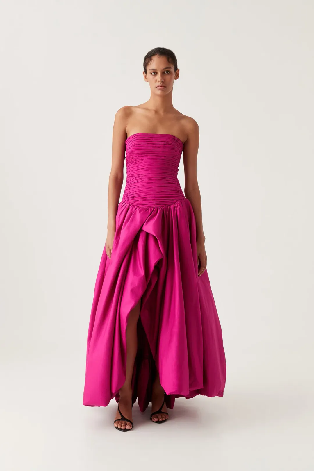 Aje Violette Bubble Hem Maxi Dress Deep Magenta Size 10 for rent on The Volte - main image