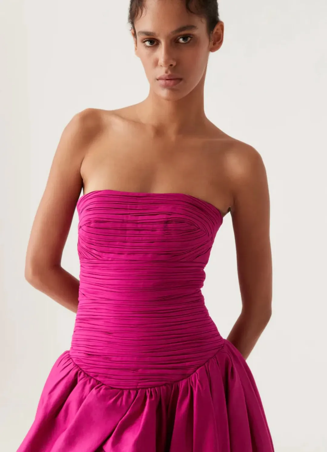 Aje Violette Bubble Hem Maxi Dress Deep Magenta Size 10 for rent on The Volte - main image