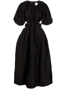 Aje Mimosa Puff Sleeve Midi Dress Black Size 8 for rent on The Volte - image 5