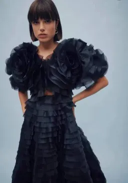 Aje Amour Ruffle Midi Dress Black Size 6 for rent on The Volte - image 4