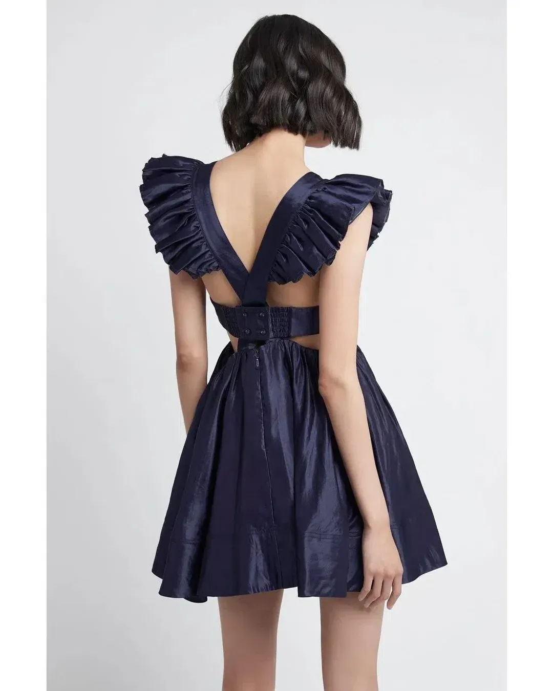 Aje Revitalise Frill Mini Dress Indigo Size 8 for rent on The Volte - main image