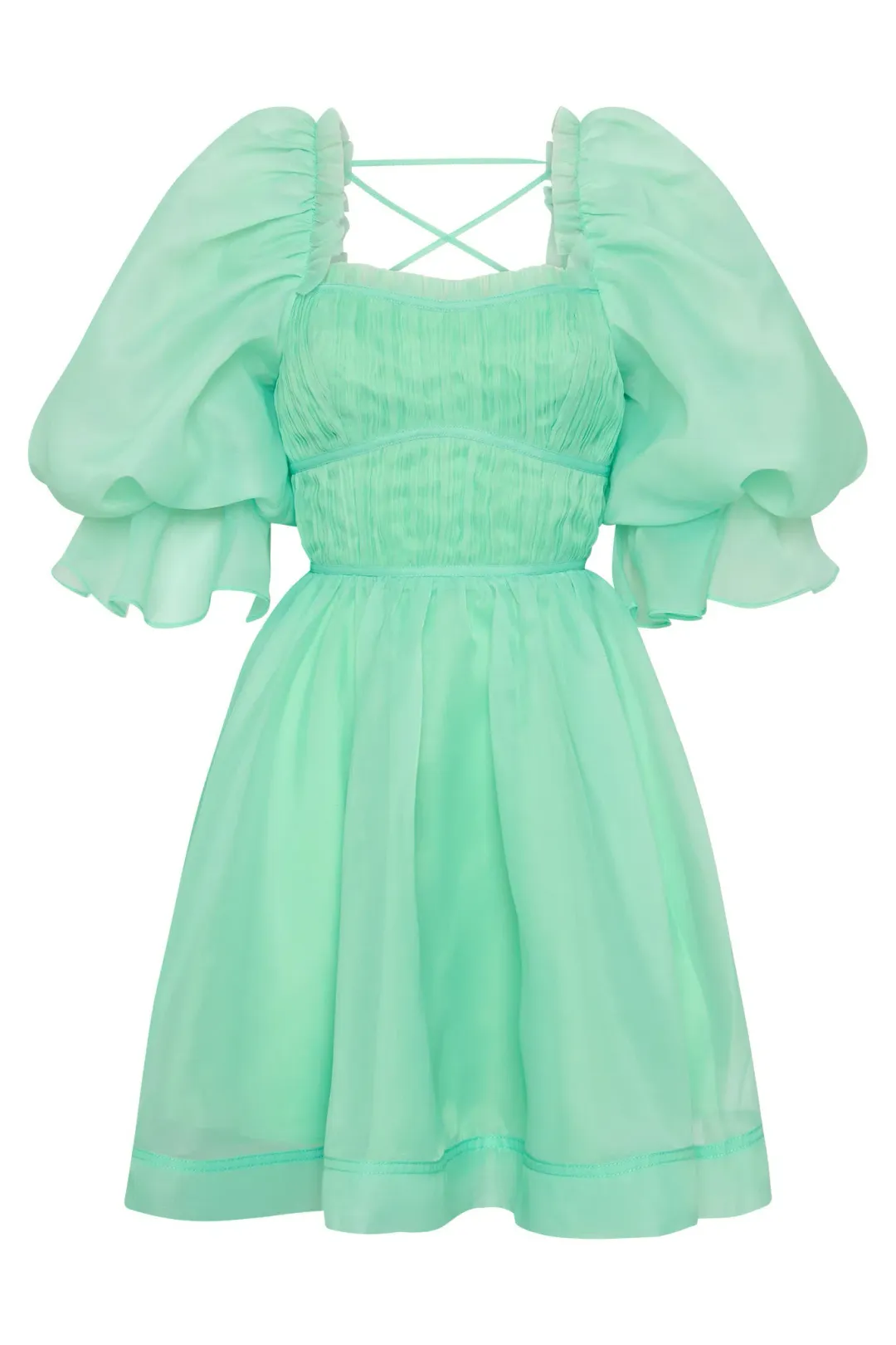 Aje Astrid Tie Back Dress Marine Green Size 12 for rent on The Volte - main image