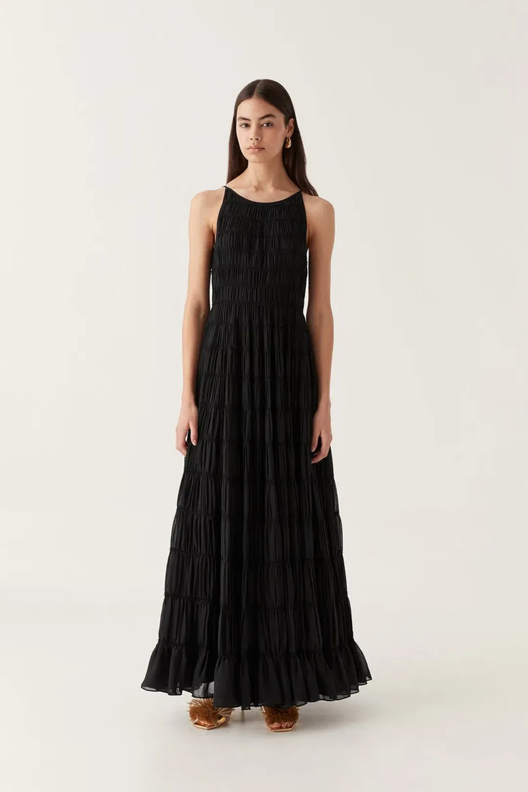 Aje Rosewood Ruched Maxi Dress Black Size 16 for rent on The Volte - main image