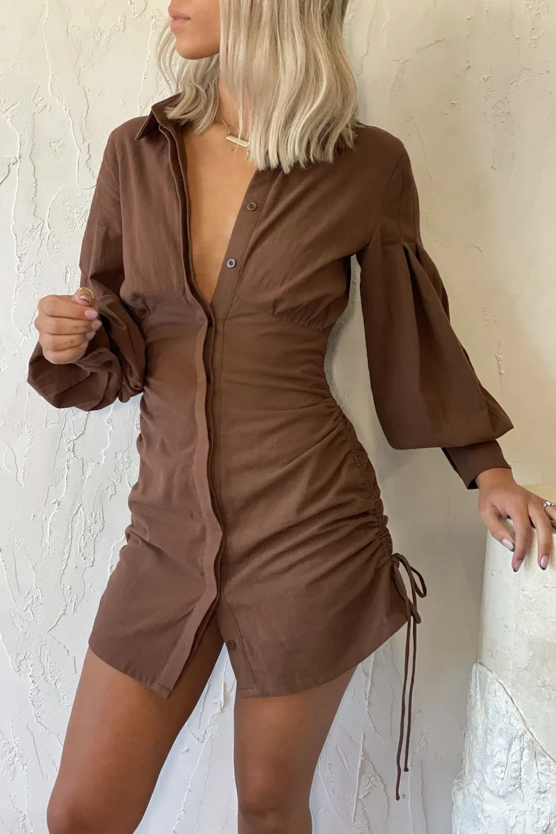 Sovere Studio Haze Mini Dress Brown Size 6 for rent on The Volte - main image