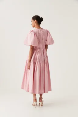 Aje Fallingwater Ruched Midi Dress in Chalk Pink Size AU 12 for rent on The Volte - image 2
