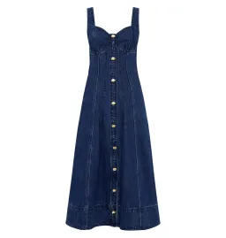 Aje May Denim Midi Dress Dark Indigo Size AU 8 for rent on The Volte - image 4