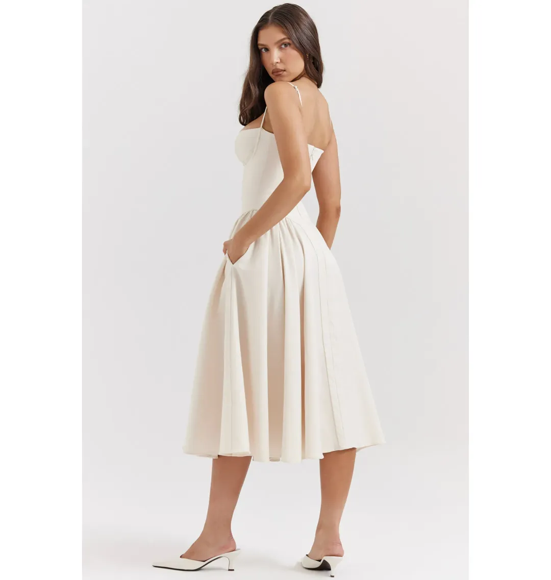 House Of CB Samaria Corset Sundress Vintage Cream Size AU 8 for rent on The Volte - main image