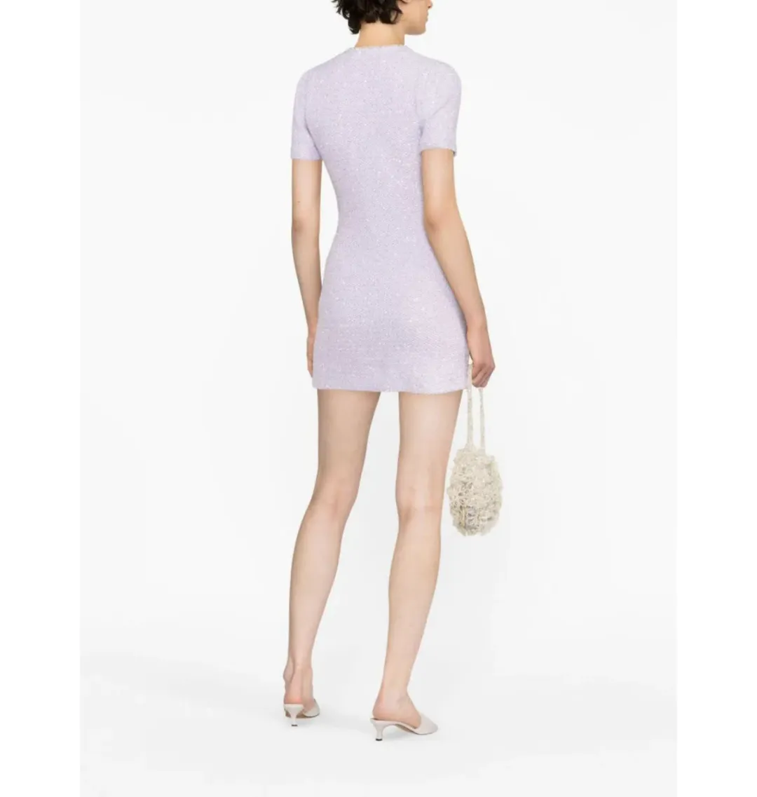 Self Portrait Embellished Knit Mini Dress Lilac Size AU 8 for rent on The Volte - main image