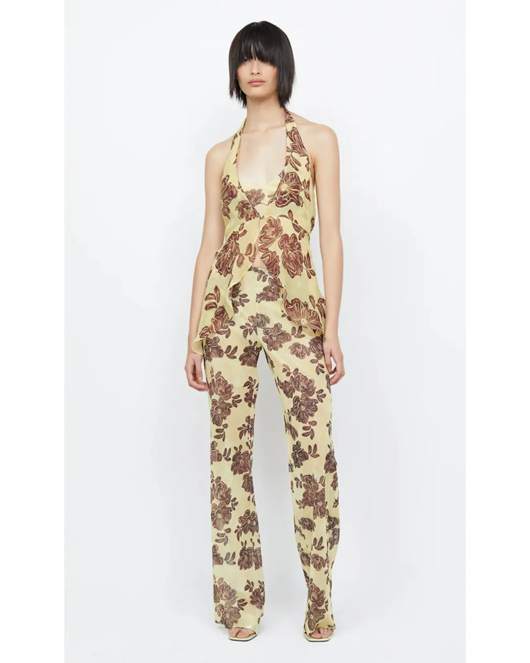 Bec & Bridge Malibu Halter Top Citrus Plum Floral Size S / AU 8  for rent on The Volte - main image