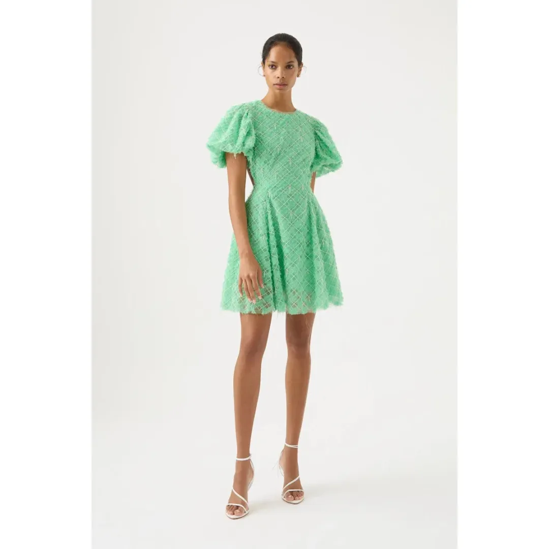 Aje Context Embellished Mini Dress Green Size AU 16 for rent on The Volte - main image