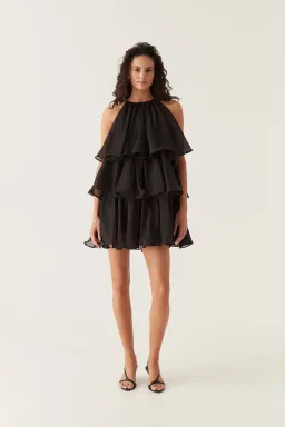 Aje Claudia Tiered Mini Dress Black Size 8 for rent on The Volte - image 1