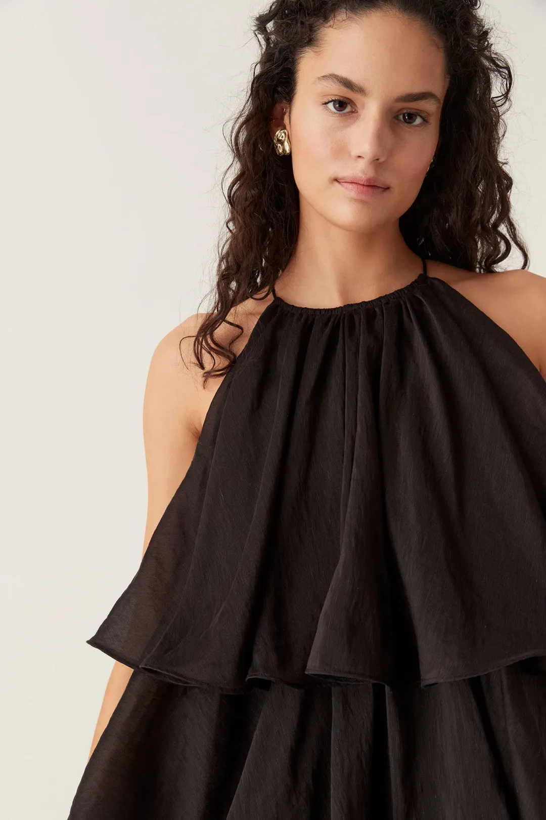 Aje Claudia Tiered Mini Dress Black Size 8 for rent on The Volte - main image