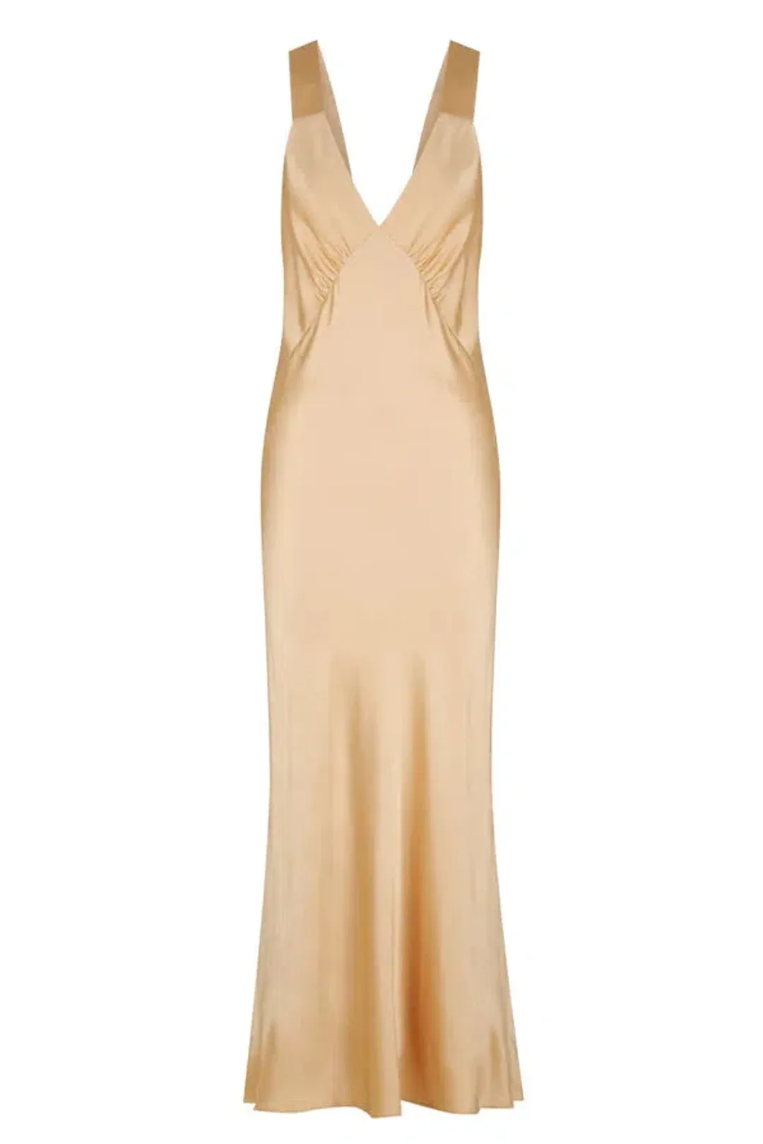 Shona Joy Felicity Plunge Midi Dress Porcini Gold Size 10 for rent on The Volte - main image