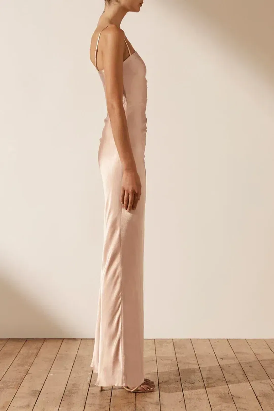 Shona Joy La Lune Ruched Maxi Dress in Desert Rose Size 14 for rent on The Volte - main image