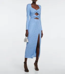 Self Portrait Rhinestone Cutout Midi Dress Blue Size S / AU 8 for rent on The Volte - image 1