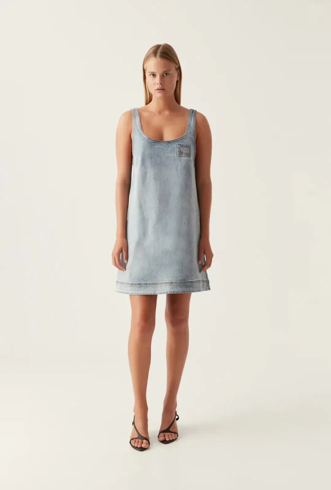 Aje Bambie Denim Mini Dress Two Tone Indigo Size 6  for rent on The Volte - main image