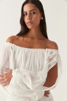 Aje Avani Smock Midi Dress Ivory Size 12 for rent on The Volte - image 3