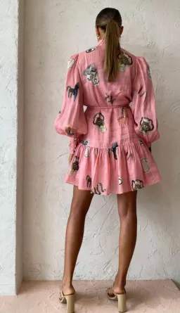 Alemais Cleo Smock Mini Dress in Pink Size 8  for rent on The Volte - image 5