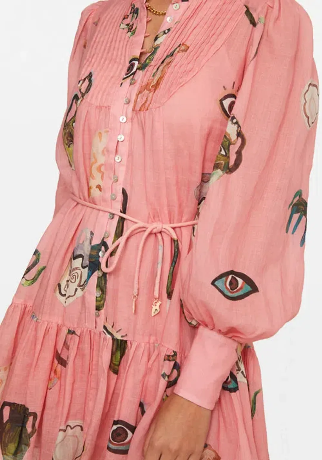 Alemais Cleo Smock Mini Dress in Pink Size 8  for rent on The Volte - main image