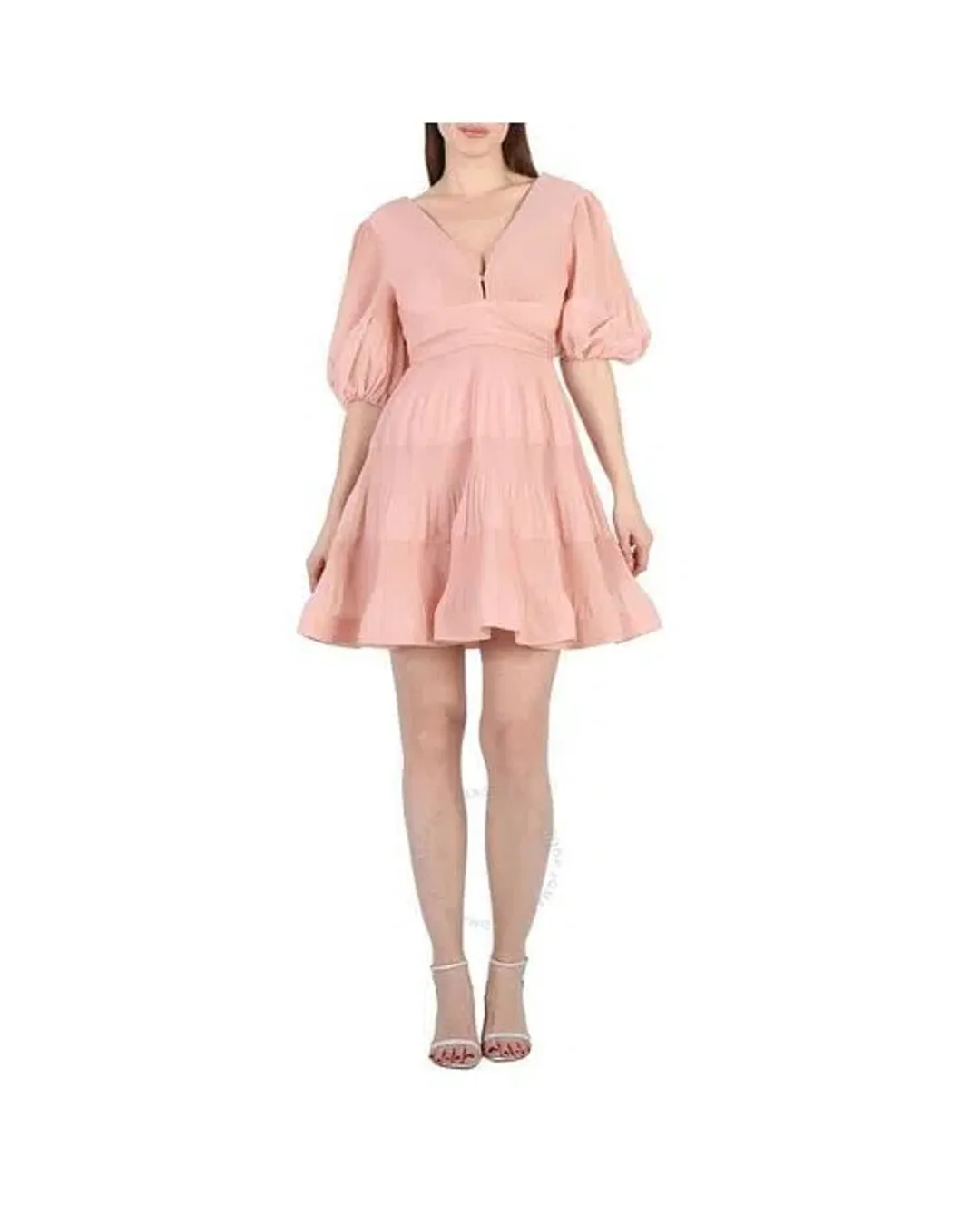 Zimmermann Pleated Mini Dress in Light Peach 0P / AU 6 for rent on The Volte - main image