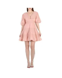 Zimmermann Pleated Mini Dress in Light Peach 0P / AU 6 for rent on The Volte - image 1