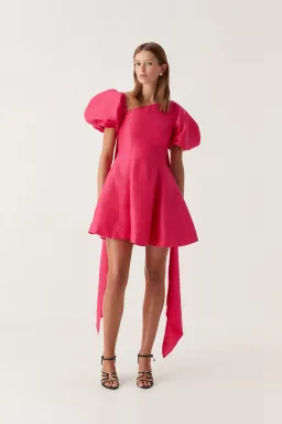 Aje Artista Tulip Sleeve Mini Dress Bougainvillea Red Size 8  for rent on The Volte - image 1
