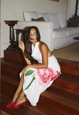 With Harper Lu Cowl Slip Dress White Rose Size XS / AU 6 for rent on The Volte - image 6