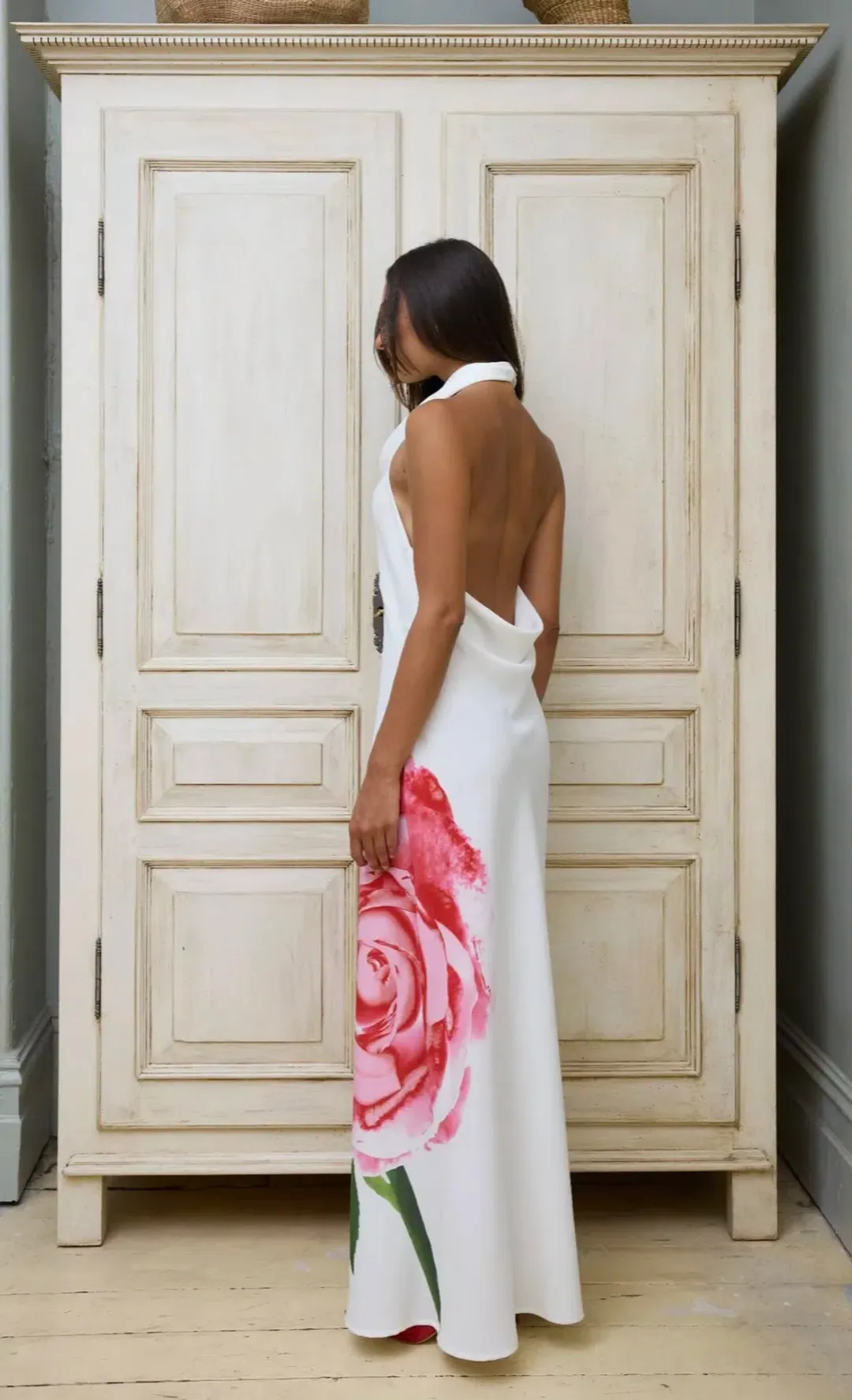 With Harper Lu Cowl Slip Dress White Rose Size XS / AU 6 for rent on The Volte - main image