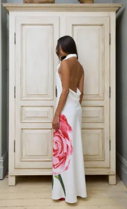 With Harper Lu Cowl Slip Dress White Rose Size XS / AU 6 for rent on The Volte - image 3