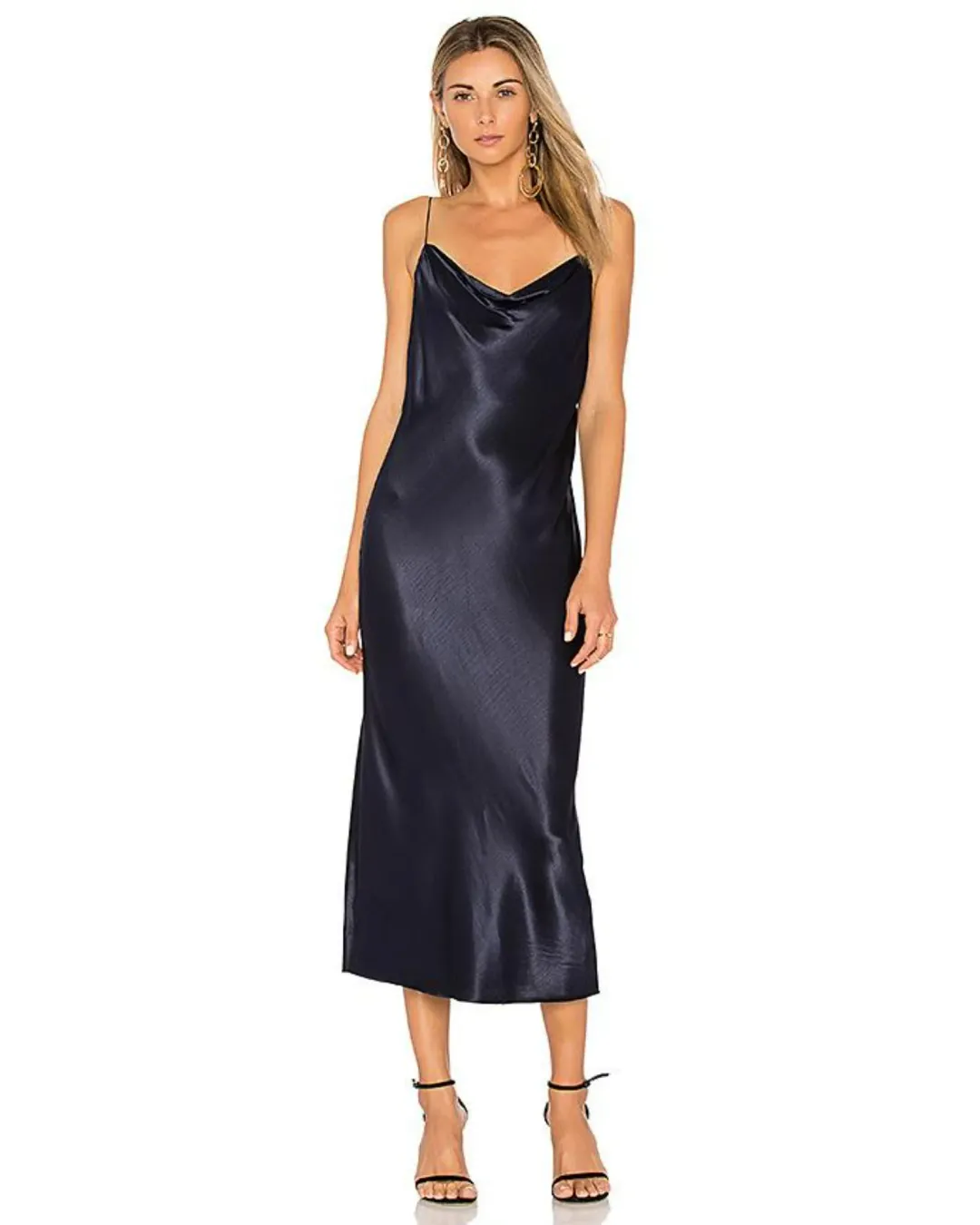 Bec & Bridge Sirens Satin Midi Dress Navy Size AU 8 for rent on The Volte - main image