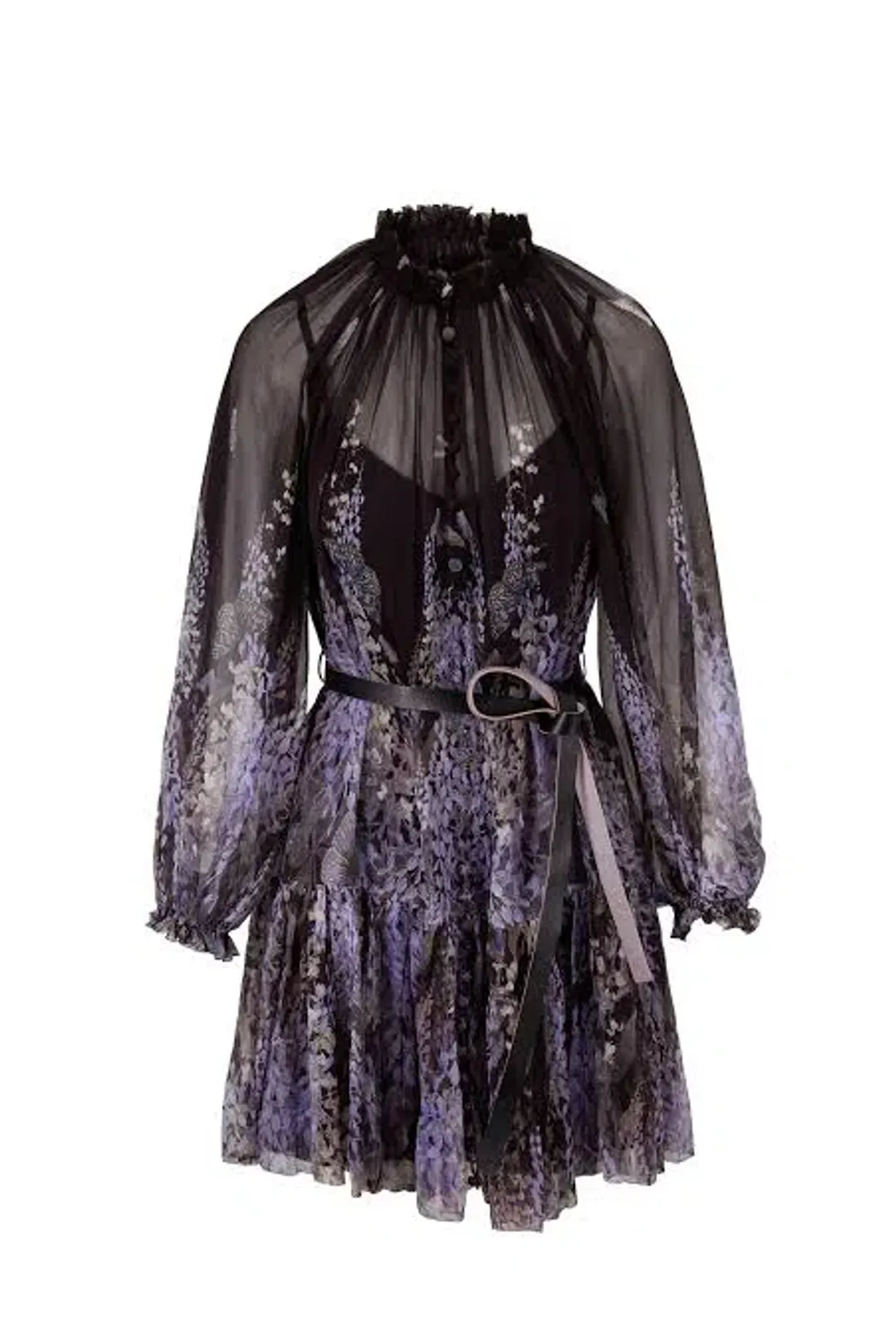 Zimmermann Botanica Lantern Mini Dress Black Lavender Tea Size 1 / AU 10 for rent on The Volte - main image