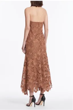 Carla Zampatti Rosewood Floral Lace Strapless Gown Brown Size 4 for rent on The Volte - image 3