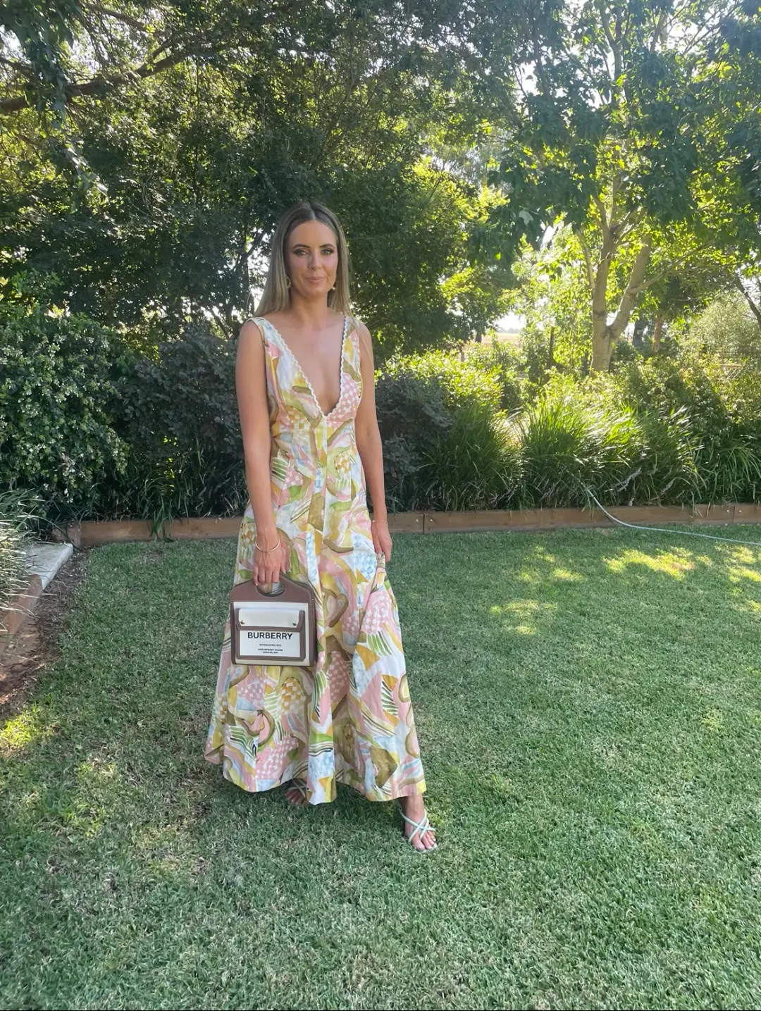 By Nicola Wavy Maxi Dress Swirl Check Size 6 for rent on The Volte - main image