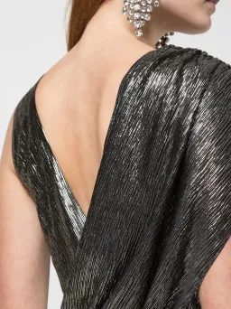 Alice & Olivia Roxy Drape Midi Dress Metallic Size 10 for rent on The Volte - image 2