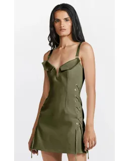 Dion Lee Laced Bonded Mini Dress in Moss Green Size AU 6 for rent on The Volte - image 3