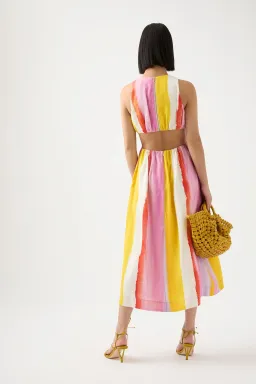 Aje Imagination Cut Out Midi Dress Aurora Stripe Size AU 14 for rent on The Volte - image 4