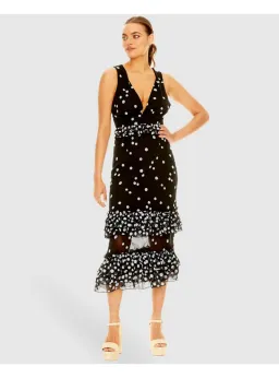 Talulah Love Shak Midi Dress  Mono Spot Print Size XS / AU 6 for rent on The Volte - image 1
